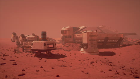 Base-and-spaceship-on-Planet-Mars