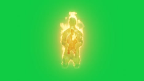 cuerpo humano fuego y llamas aisladas en fondo de pantalla verde, elemento de video 4k para efectos visuales