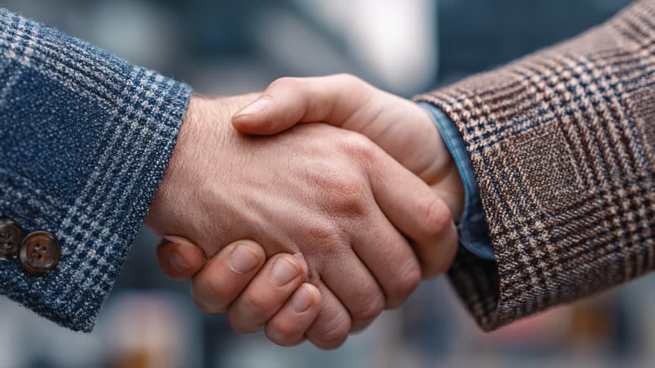 A Captivating Moment of Two Professionals Engaged in a Firm Handshake, Signifying Trust and Partnership in a Dynamic Business Environment
