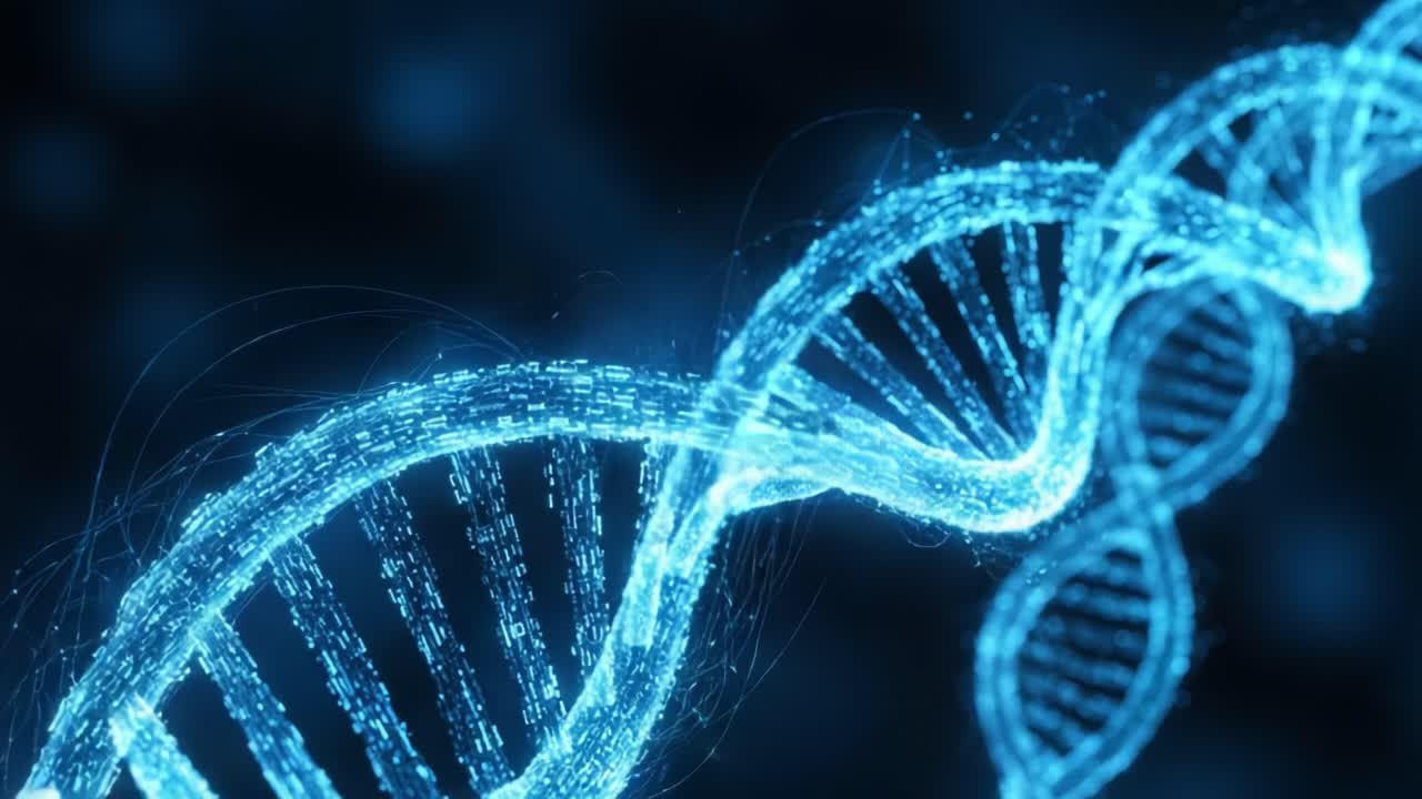 An Intricate Visualization of a DNA Helix in Stunning Blue Light, Showcasing the Molecular Structure and Beauty of Life's Genetic Blueprint