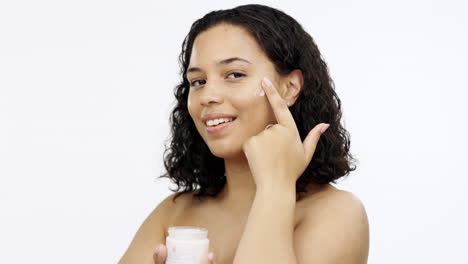 beauty, cream and face of woman for skincare