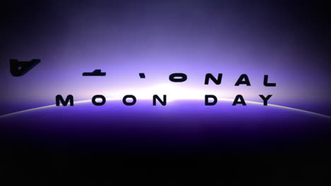 Día-Nacional-De-La-Luna-Con-Gran-Planeta-Y-Destello-Púrpura-De-Estrella-En-Galaxia-Oscura