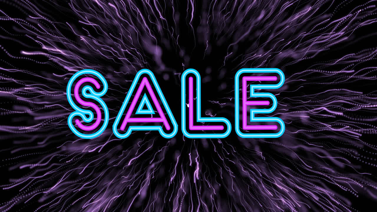 animación de venta sobre fuegos artificiales sobre fondo negro