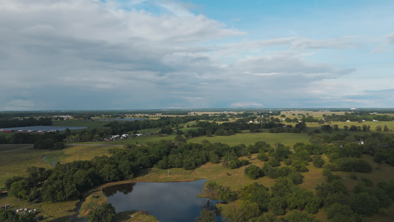Rural Scene With Greenery Nature Near Gentry, Arkansas, United States. Aerial Shot