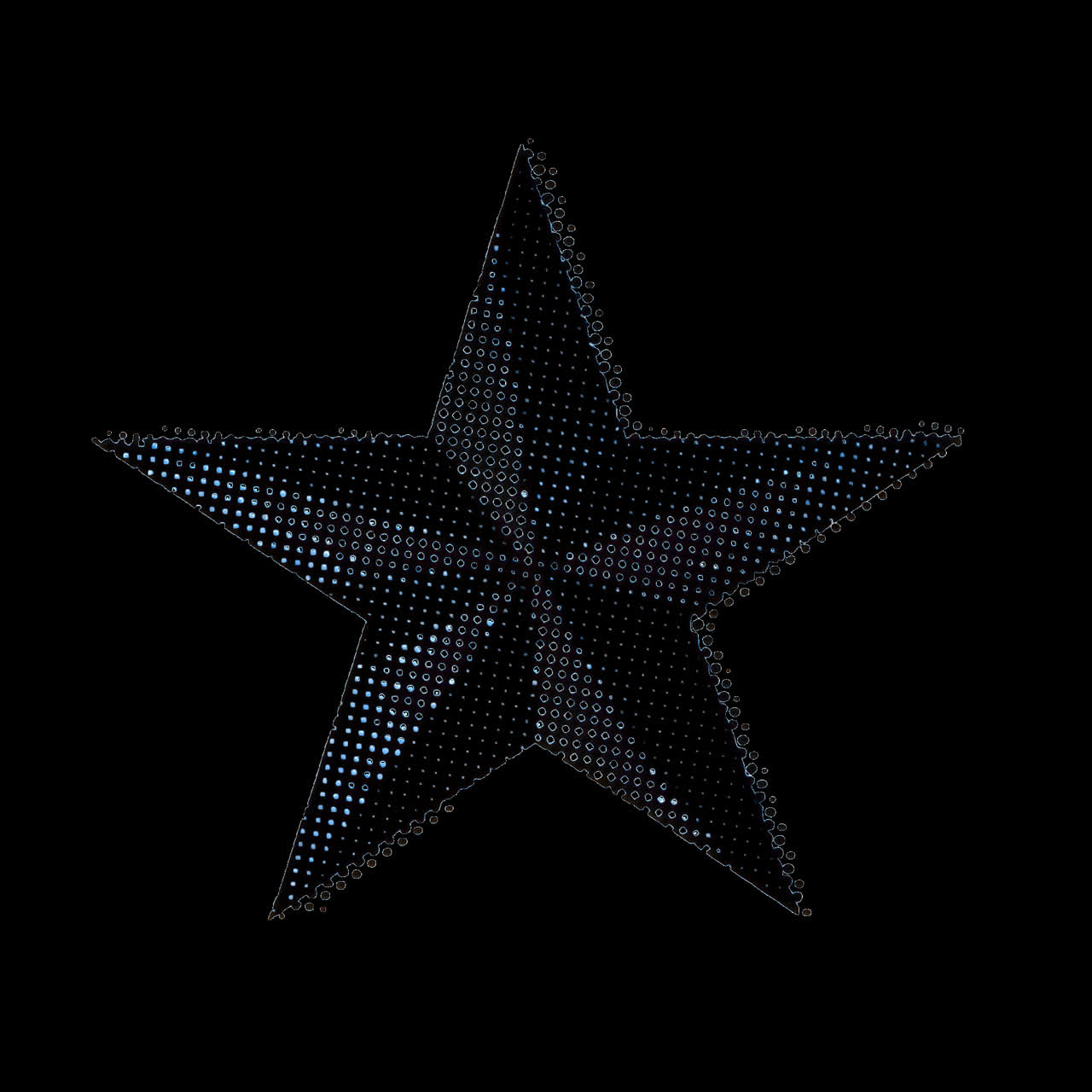 Retro dotted star design animation isolated asset, transparent 4K video, alpha channel, ProRes 4444