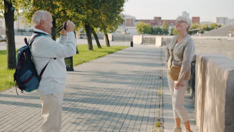 senior couple enjoying a stroll in the park