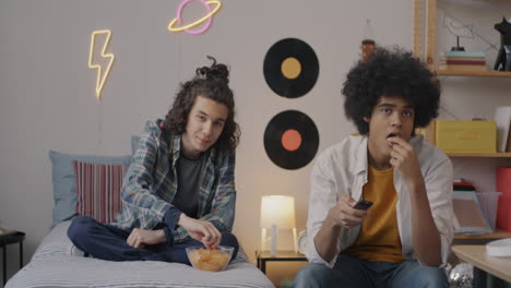 teenagers relaxing in bedroom