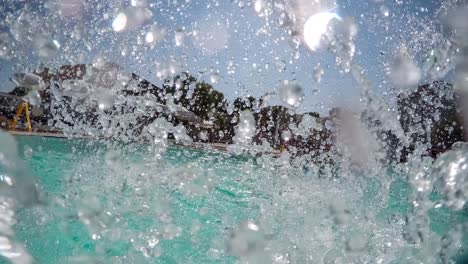 first-person view, the descent from the waterslide on holiday