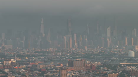 aerial view of new york city on a humid summer morning