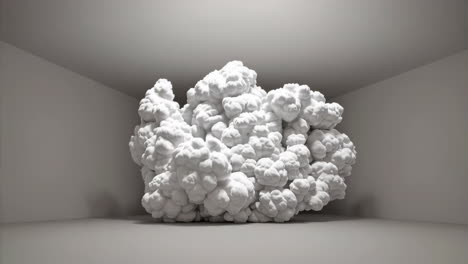 escultura de nube blanca abstracta en una habitación vacía