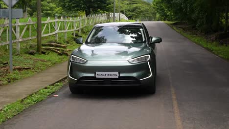 ev, high-end electric car brand seres 5, electric suv, electric car on the road, clean energy