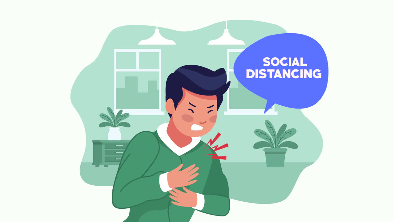 social distancing campaign with man sick