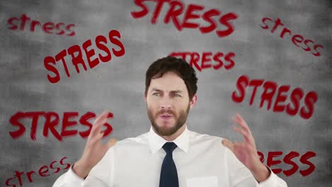 stressed businessman with hands on head