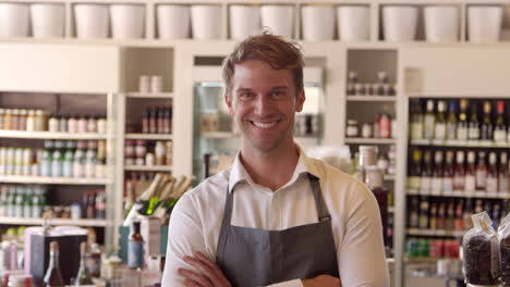 portrait of male employee in delicatessen shot on r3d