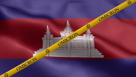 omicron variant and ban strip on cambodia flag