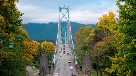 vancouver, bc canada, lions gate bridge, known as the first narrows bridge, is a suspension bridge that crosses the first narrows of burrard inlet and connects the city of vancouver, british columbia