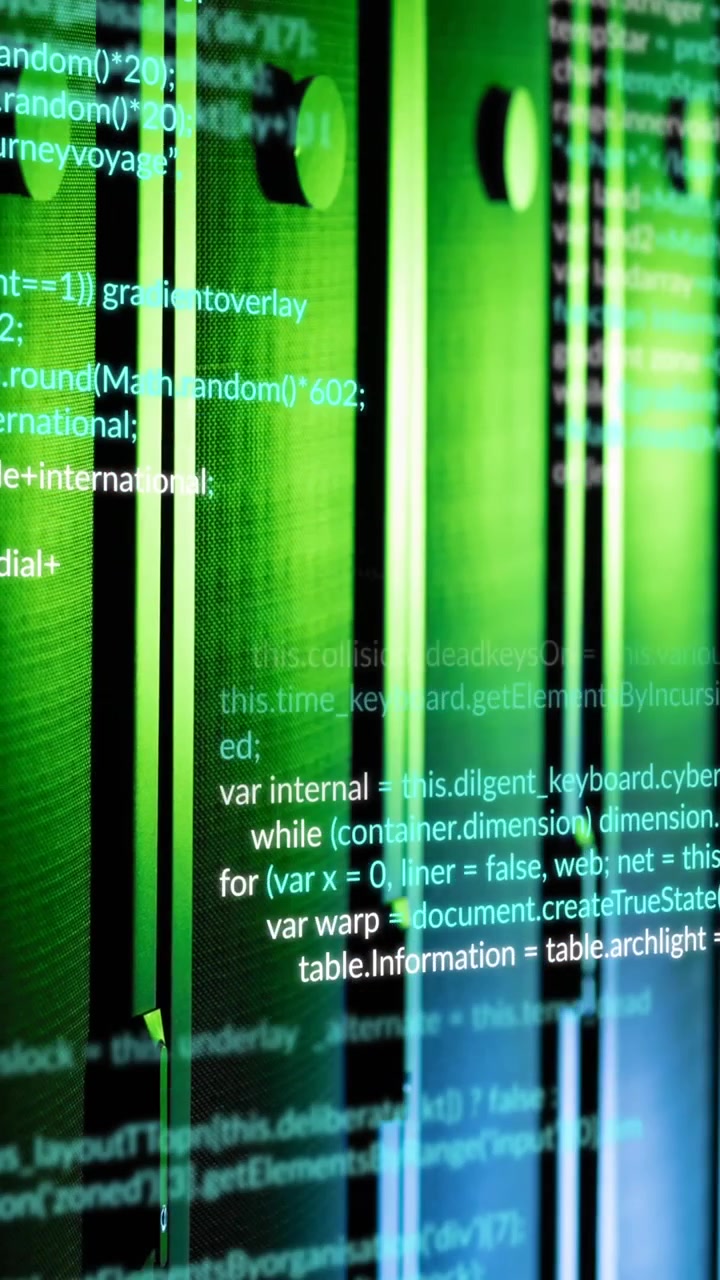 Animation of data processing against empty computer server room