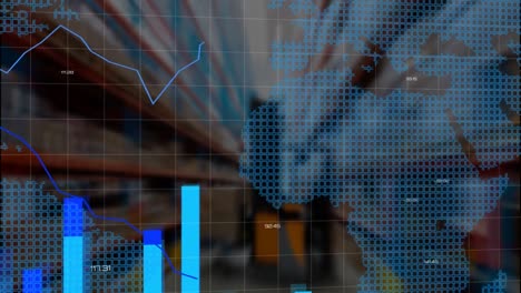 Animation-Der-Statistischen-Datenverarbeitung-über-Der-Weltkarte-Vor-Leerem-Lager