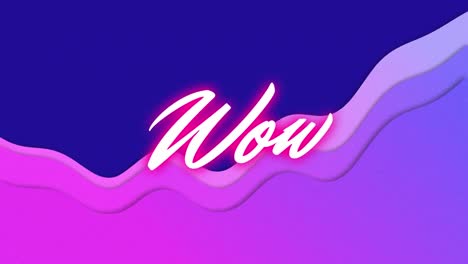 Animation-of-wow-text-over-purple-waves-on-blue-background