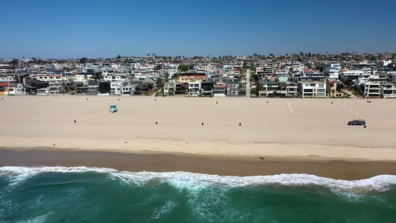 Beach Scene from Manhattan Beach in Los Angeles County, California - aerial sideways