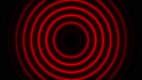 Abstract seamless loop neon red concentric circle on a black background