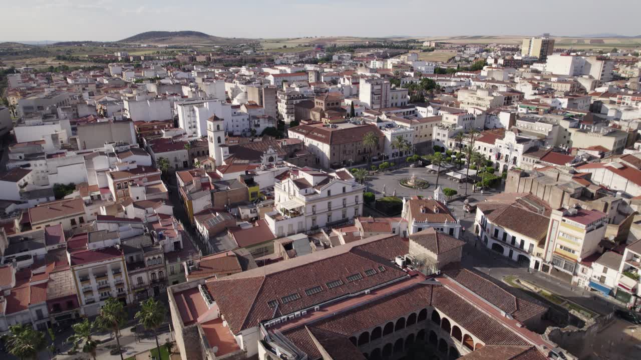 Aéreo: Charme histórico na Praça de Espanha, Mérida, Espanha.
