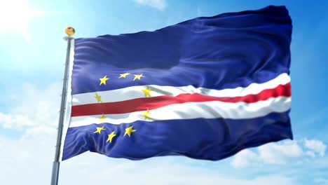 cape verde flag seamless looping 3d rendering video. beautiful textile cloth fabric loop waving
