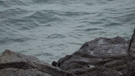 Static-view-of-sea-movement-behind-a-rock