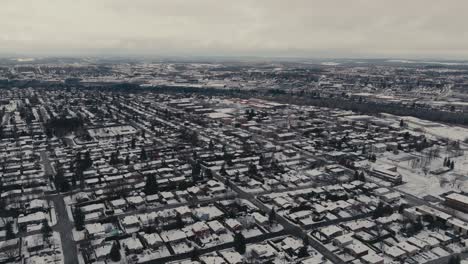 panoramic aerial view of sherbrooke downtown during winter in quebec, canada