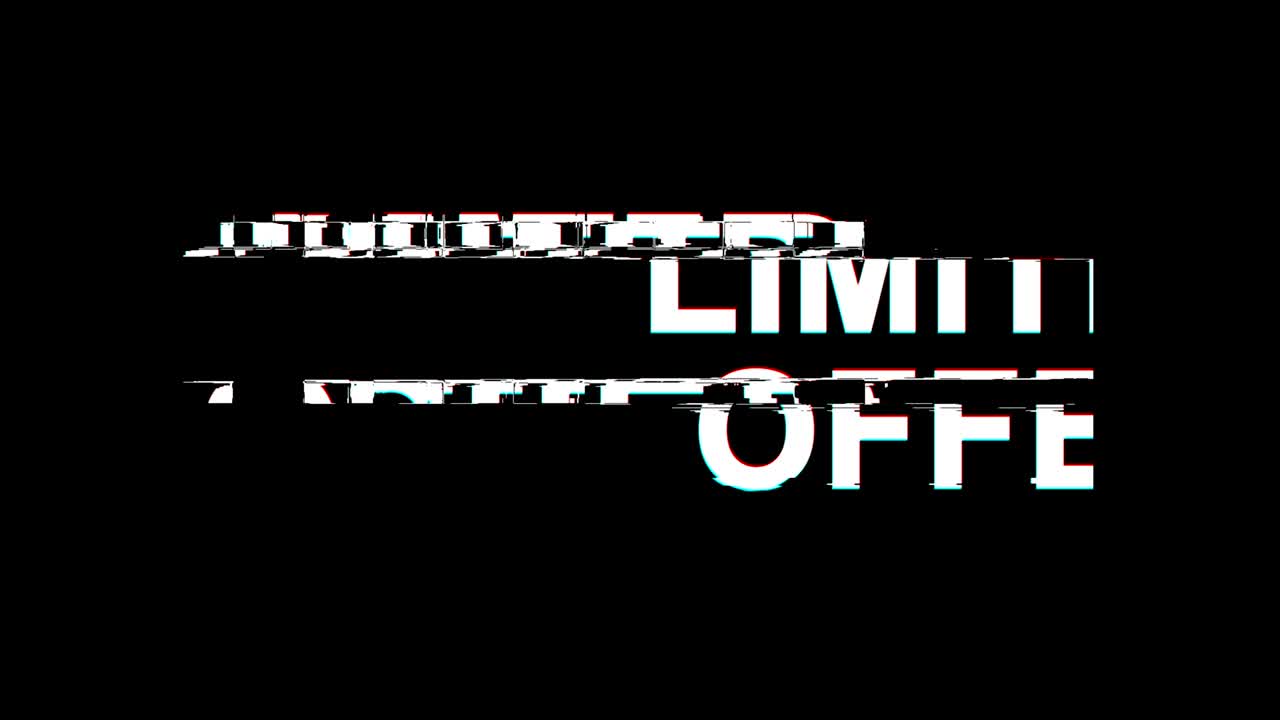 Limited Offer Glitch Effect Text Digital TV Distortion 4K Loop Animation
