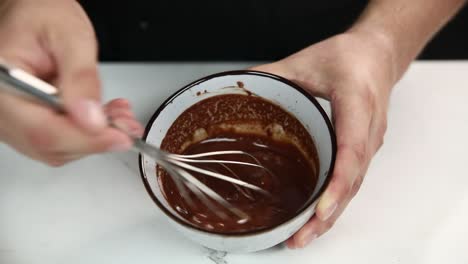 mixing chocolate sauce