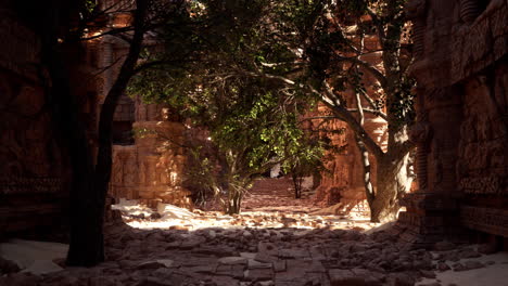 ancient ruins overgrown with jungle