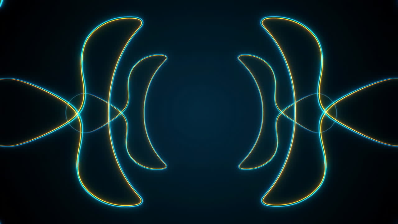 Abstract Neon Light Lines on Dark Blue Background