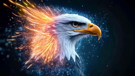 dynamic bald eagle digital art with glowing energy