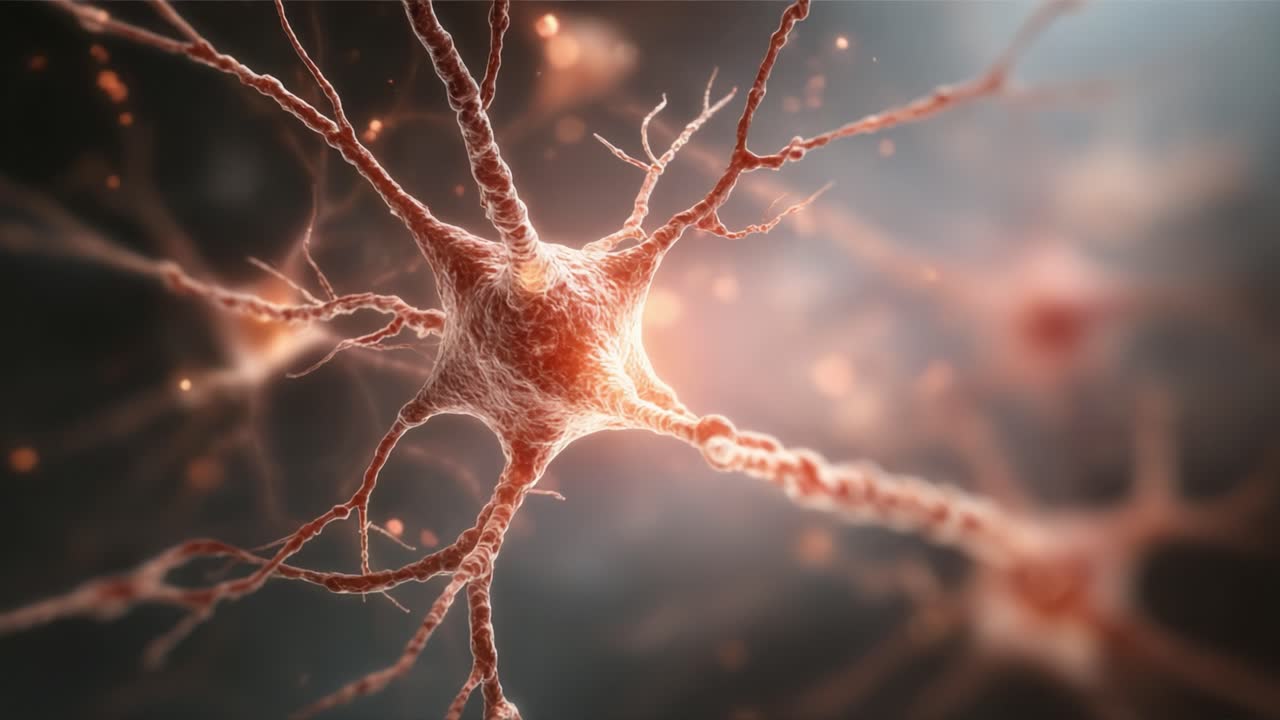 Magnified Close-Up View of Neurons, Showcasing the Complex and Intricate Structure of Nerve Cells and Their Connections in the Nervous System Environment