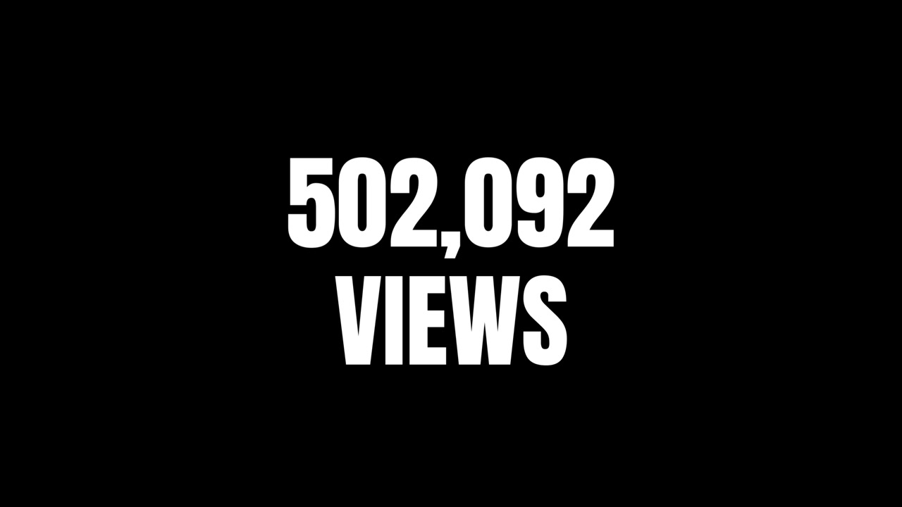 Animazione per social media con conteggio di 1M visualizzazioni isolata su sfondo nero