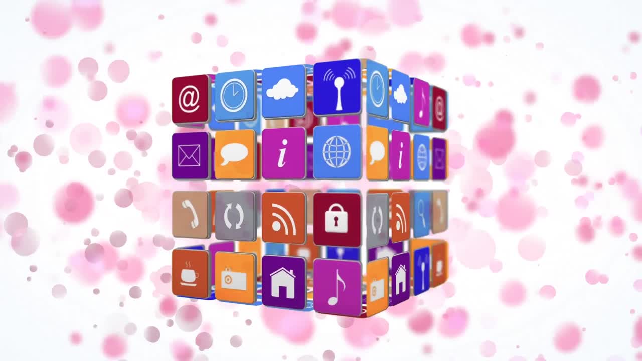 온라인 및 응용 프로그램 아이콘 사각형과 bokeh 조명