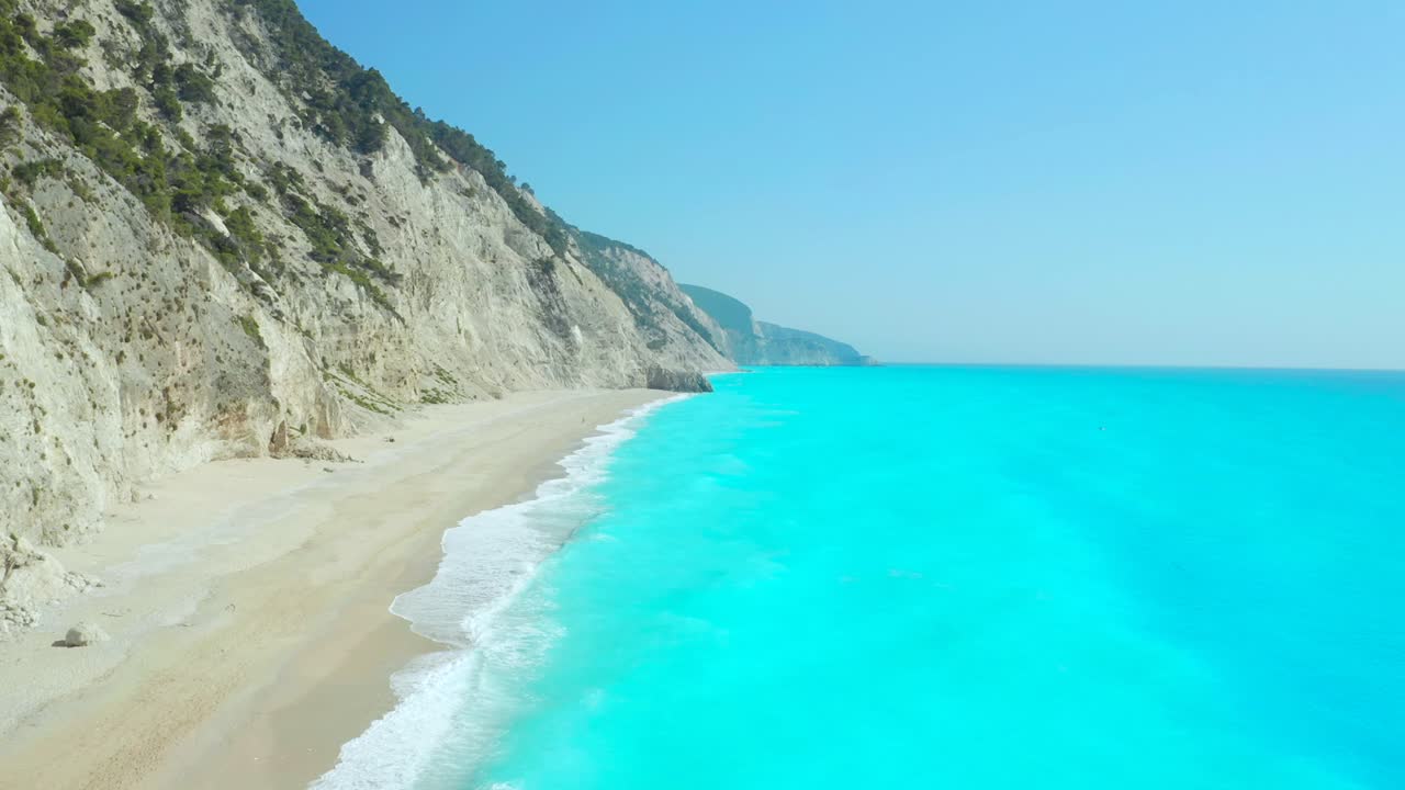 Egremni Beach Lefkada Side Pan Aerial