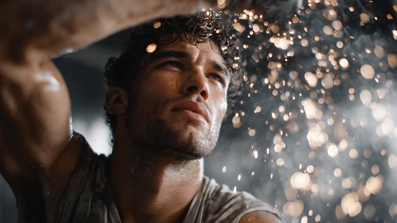 Intense Workout with a Sweaty Man