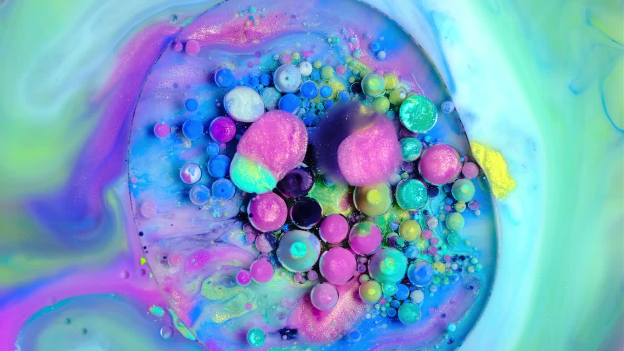 pintura colorida y burbujas fondo abstracto video 4k