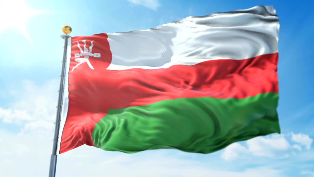 bandera de oman bucle sin costuras vídeo de renderización 3d. hermoso bucle de tela textil agitando