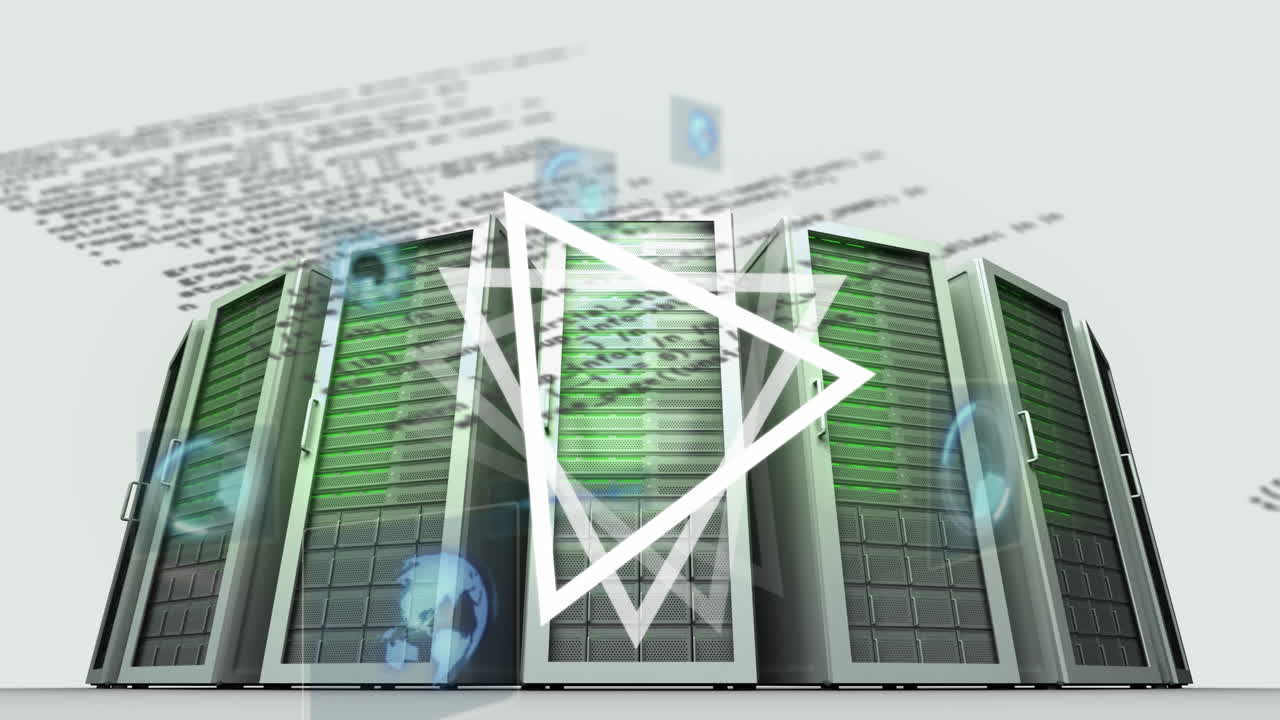 animación del procesamiento de datos a través de servidores informáticos