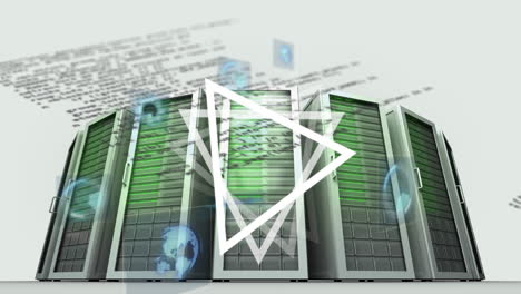 animación del procesamiento de datos a través de servidores informáticos