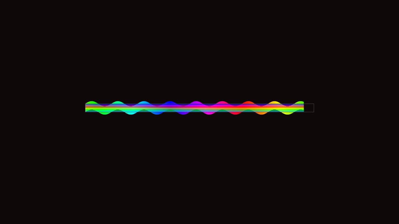 Colorful loading bar is designed for video creators. Progress indicator displays a wave pattern in different colors. This loading bar enhances visual appeal during video playback