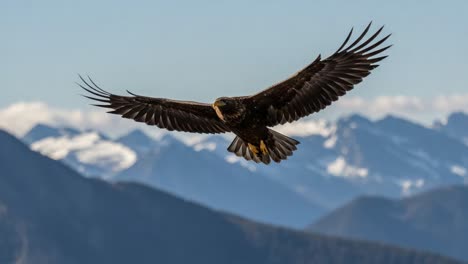 majestic eagle soaring through majestic mountain landscape, capturing the essence of freedom and nature's wild beauty in flight against a stunning backdrop