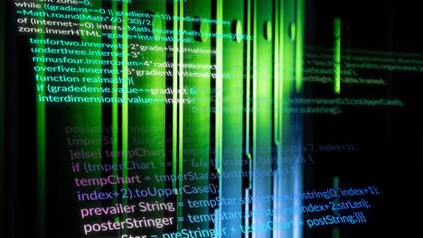 animación del procesamiento de datos contra la sala de servidores de computadoras
