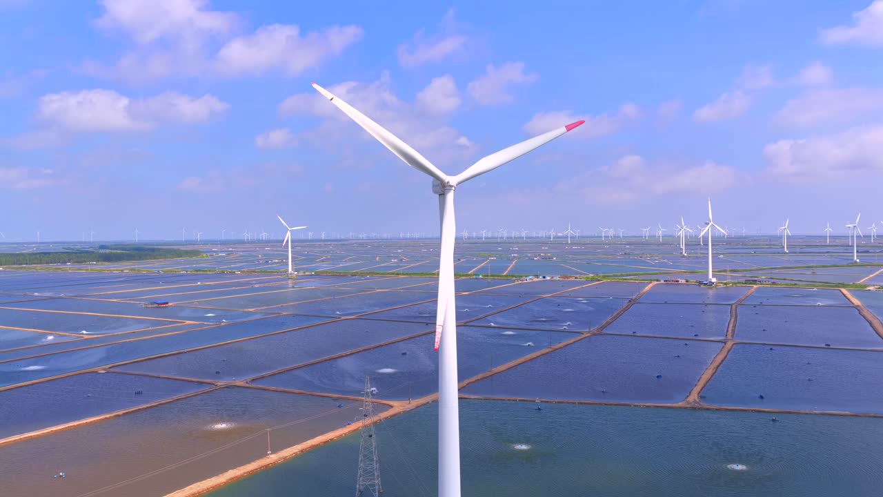 Aerial photography of wind turbines generating electricity, clean new energy, green energy, wind turbine power generation，Windmill for power generation