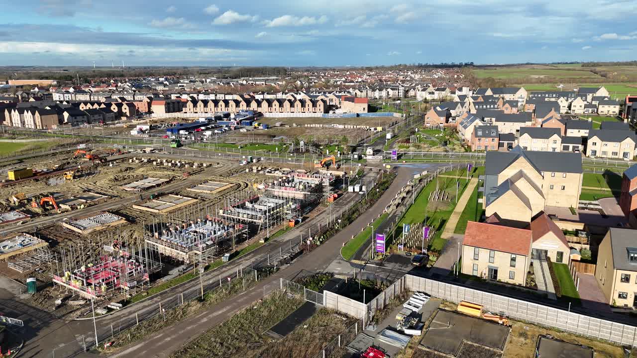 New build houses Wintringham St Neots UK drone,aerial