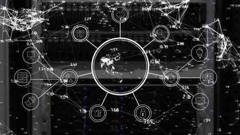 Animation-of-network-of-connections-with-digital-icons