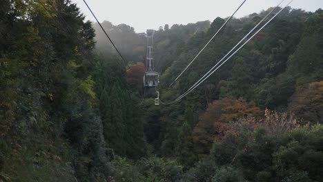 kinosaki onsen rope way in autumn at sunset